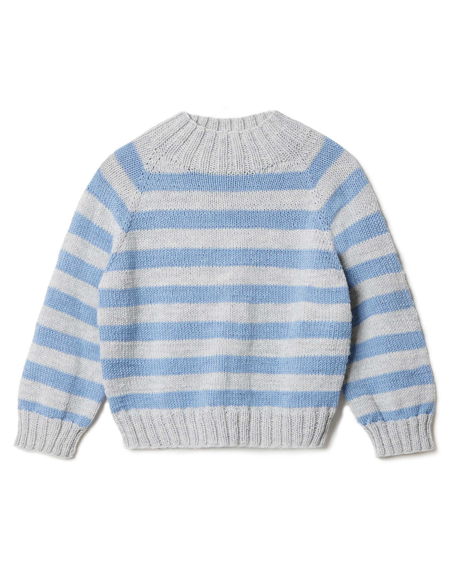 Strickset Top Down Kinder-Streifenpullover Aus Cool Wool Big Mélange Von Lana Grossa 2 Strickset Top Down Kinder-Streifenpullover Aus Cool Wool Big Mélange Von Lana Grossa – Bild 2