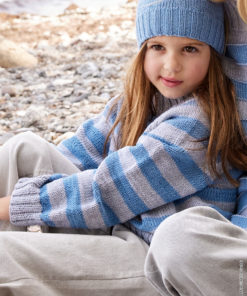 Strickset Top Down Kinder-Streifenpullover Aus Cool Wool Big Mélange Von Lana Grossa 5 Strickset Top Down Kinder-Streifenpullover Aus Cool Wool Big Mélange Von Lana Grossa – Bild 3