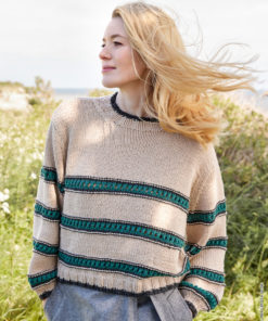 Strickset Oversize-pullover Mit Streifenmuster aus Cool Wool Superbig Mélange von Lana Grossa
