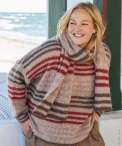 Strickset Gestreifter Oversize-pullover aus Cool Wool Lace und Silkhair von Lana Grossa