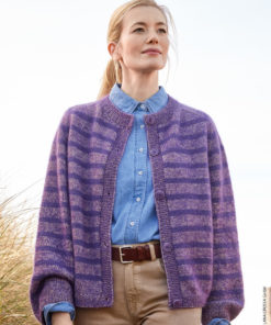 Strickset Top Down Streifenjacke aus Merino Superiore und Silkhair von Lana Grossa