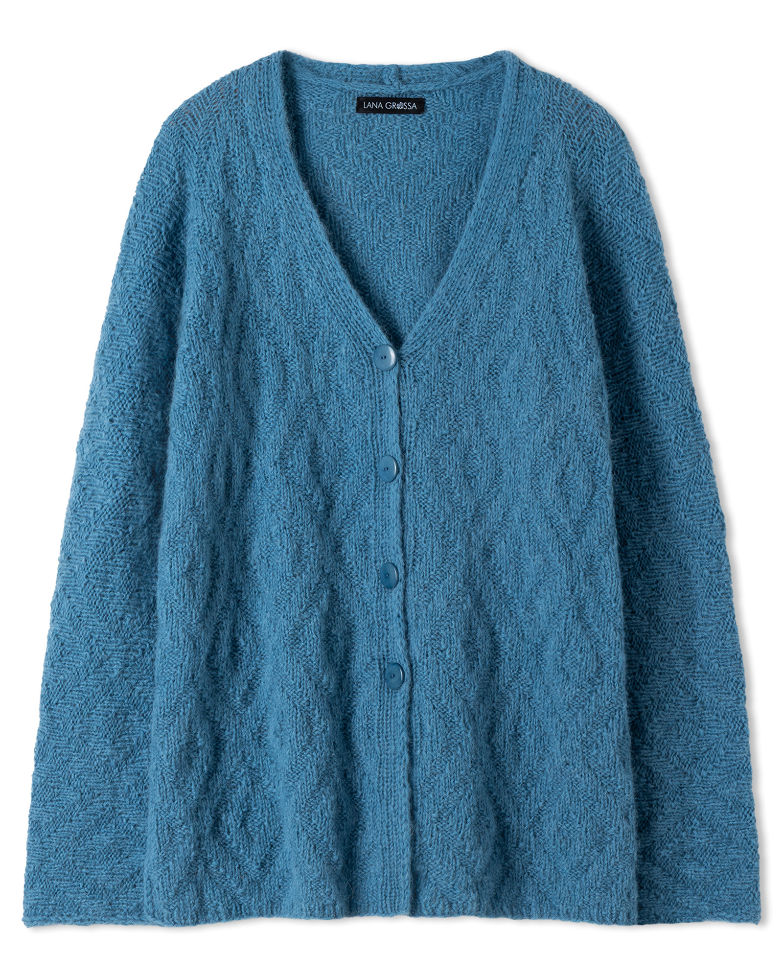 Strickset Cardigan Im Rautenmuster Aus Nebbia Von Lana Grossa 2 Strickset Cardigan Im Rautenmuster Aus Nebbia Von Lana Grossa – Bild 2