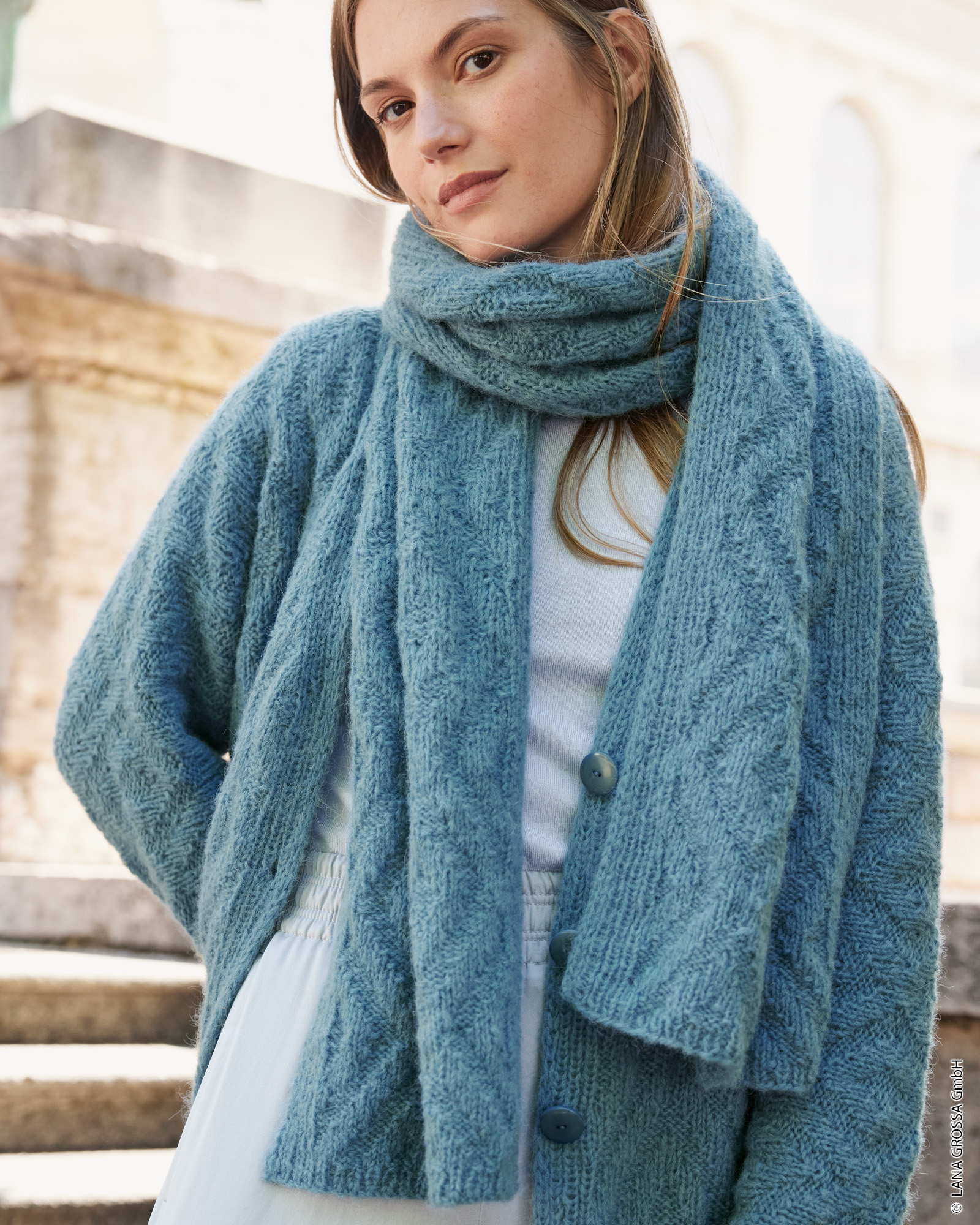 Strickset Schal Im Rautenmuster Aus Nebbia Von Lana Grossa 1 Strickset Schal Im Rautenmuster Aus Nebbia Von Lana Grossa
