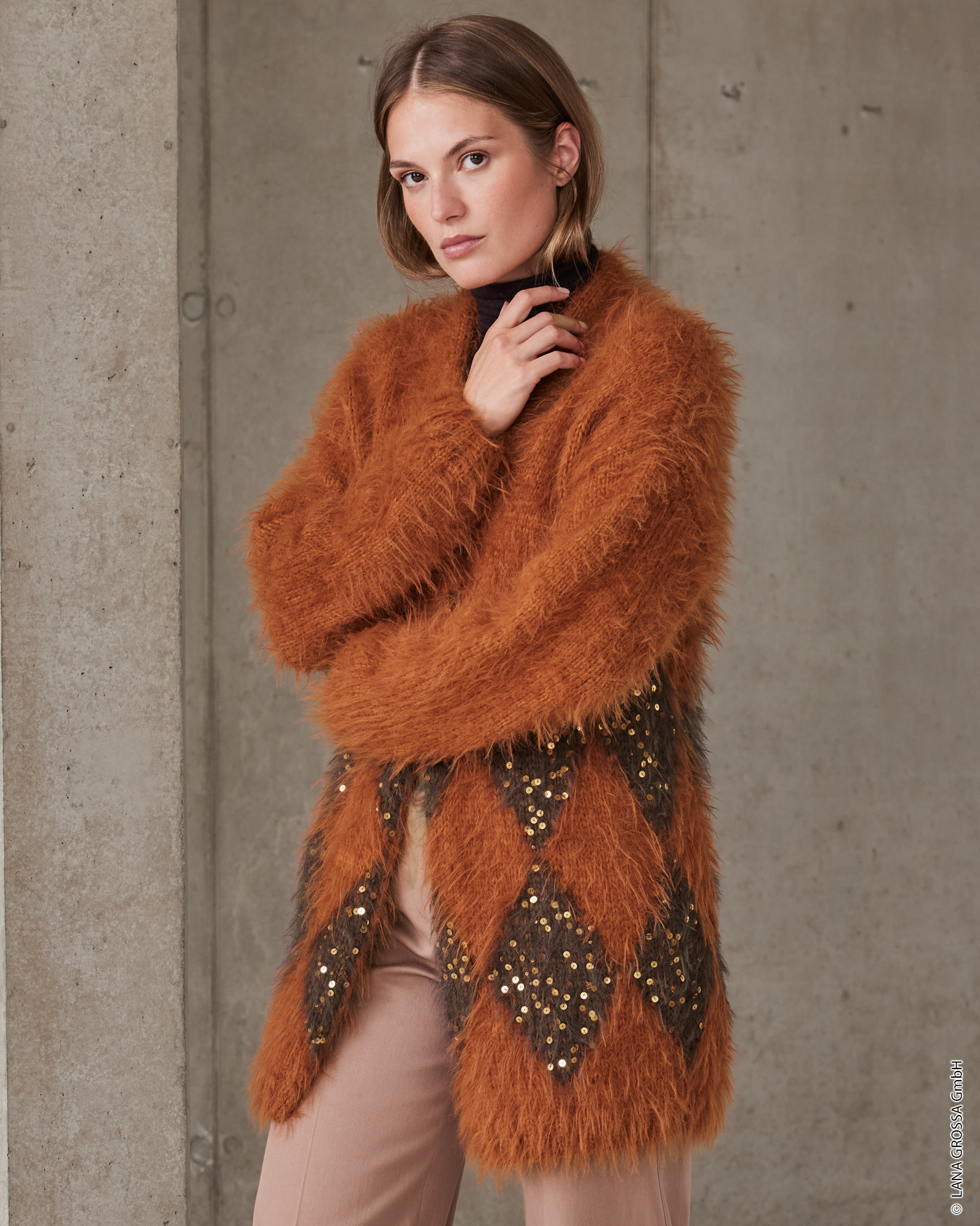 Strickset Jacke Mit Rauten Aus Ecopuno, Basta Und Cosmo Von Lana Grossa 3 Strickset Jacke Mit Rauten Aus Ecopuno, Basta Und Cosmo Von Lana Grossa – Bild 3