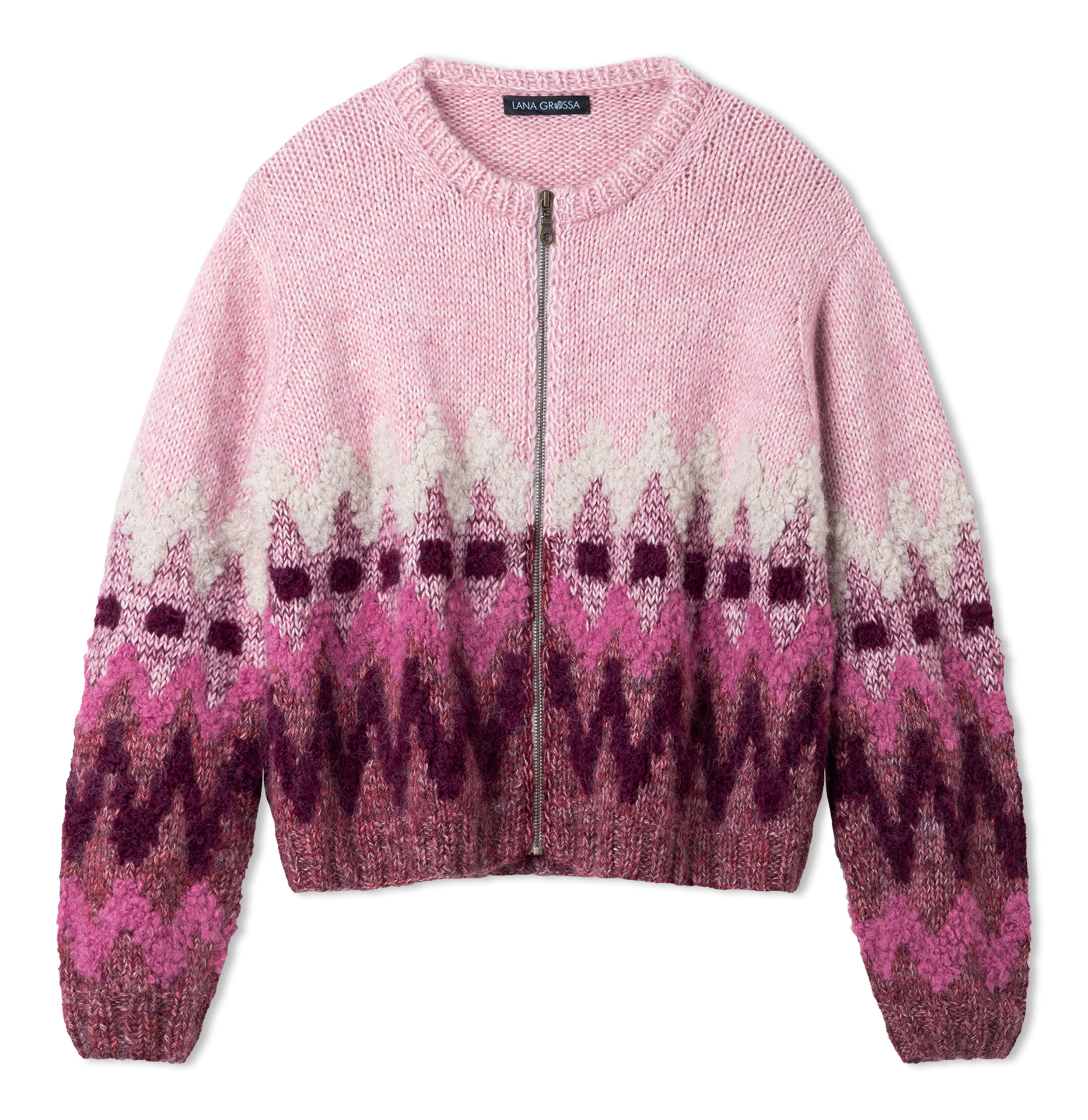Strickset Jacquard-Jacke Aus Natural Alpaca Pelo, Silkhair Und Orsetto Von Lana Grossa 2 Strickset Jacquard-Jacke Aus Natural Alpaca Pelo, Silkhair Und Orsetto Von Lana Grossa – Bild 2