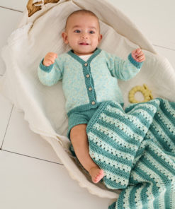 Strickset Jäckchen aus Cool Wool Baby Print Punto und Cool Wool Baby von Lana Grossa