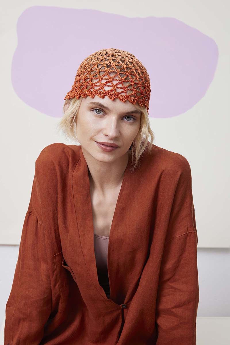 Strickset Mütze Gehäkelt Aus Linello Von Lang Yarns 1 Strickset Mütze Gehäkelt Aus Linello Von Lang Yarns