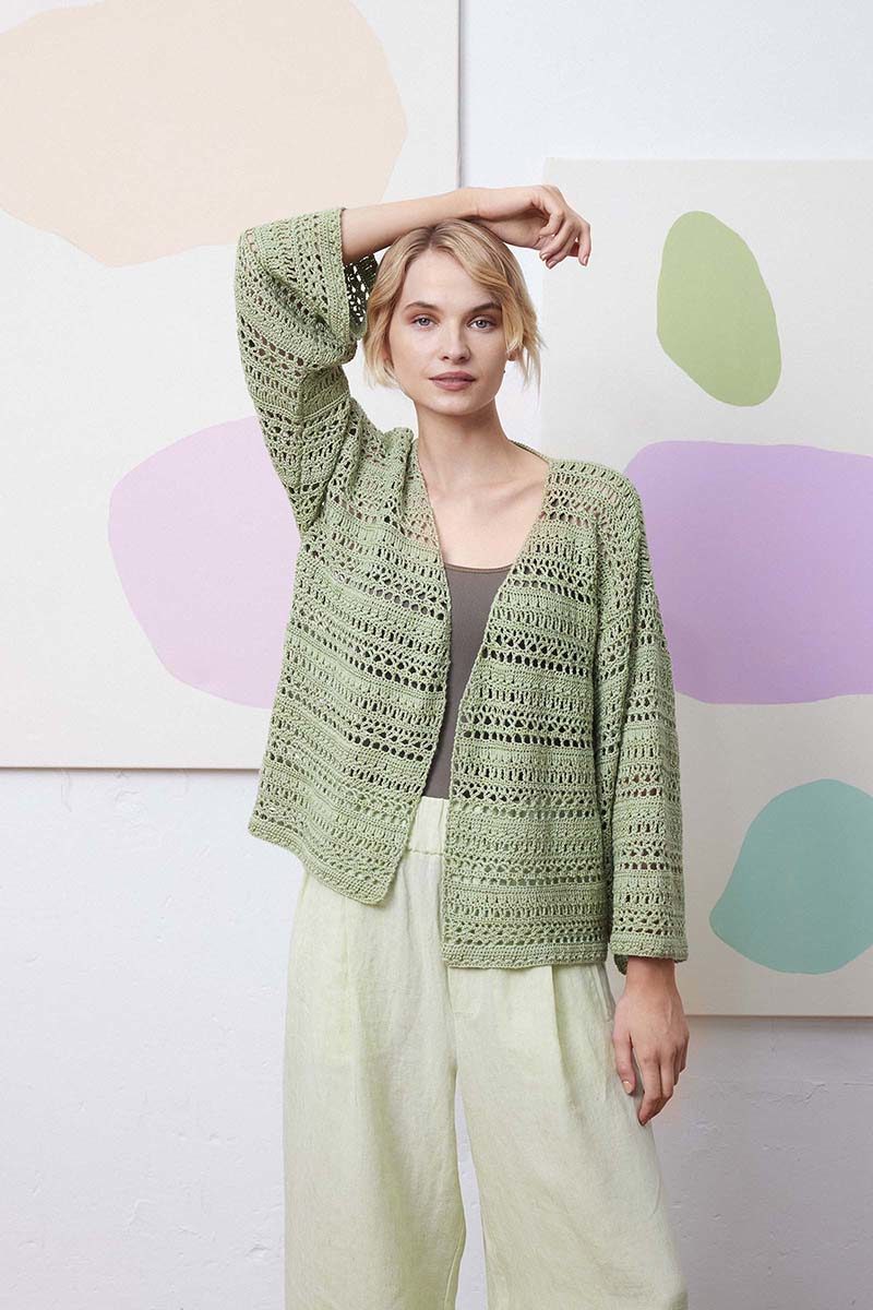 Strickset Jacke Gehäkelt Aus Classic Silk Von Lang Yarns 1 Strickset Jacke Gehäkelt Aus Classic Silk Von Lang Yarns