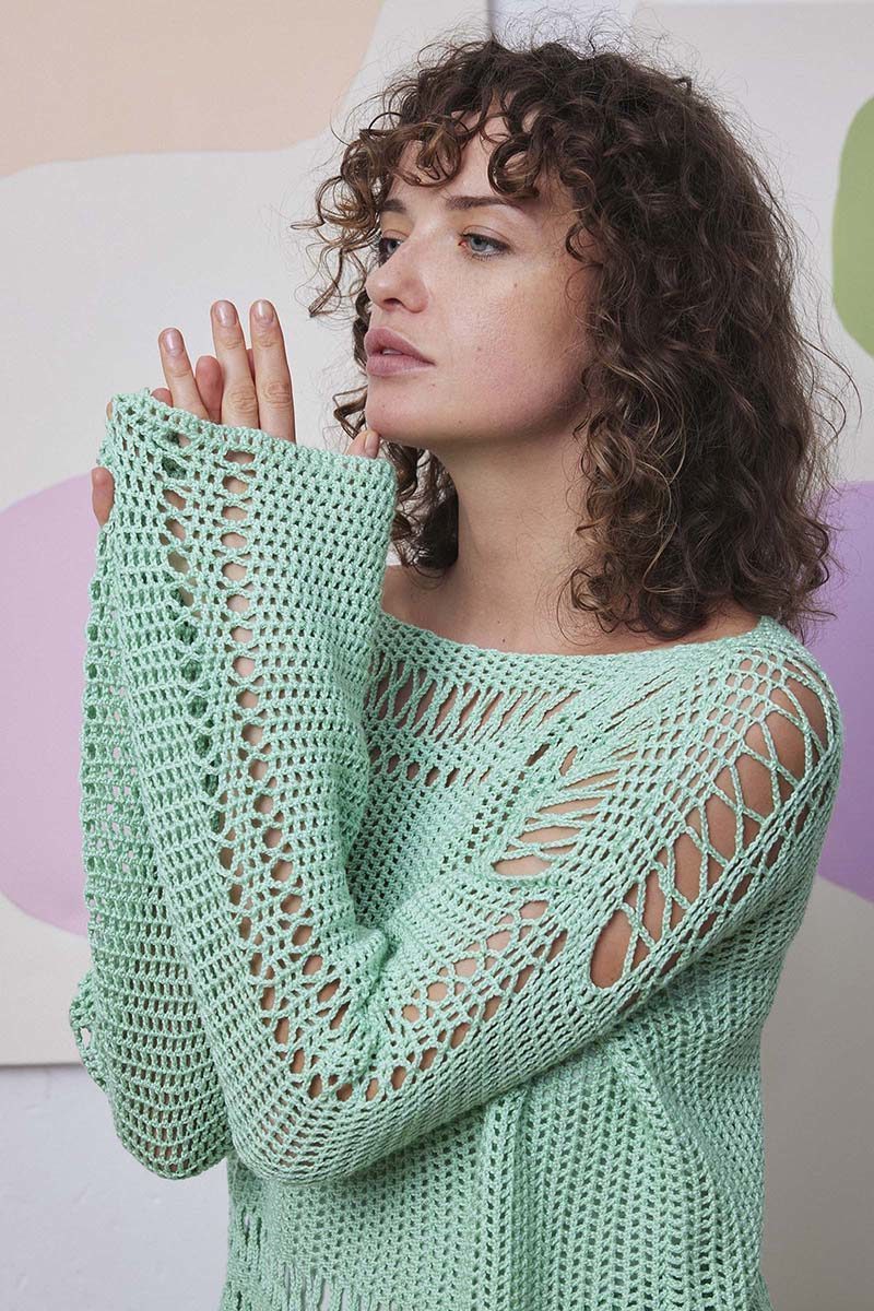 Strickset Pullover Gehäkelt Aus Classic Silk Von Lang Yarns 2 Strickset Pullover Gehäkelt Aus Classic Silk Von Lang Yarns – Bild 2