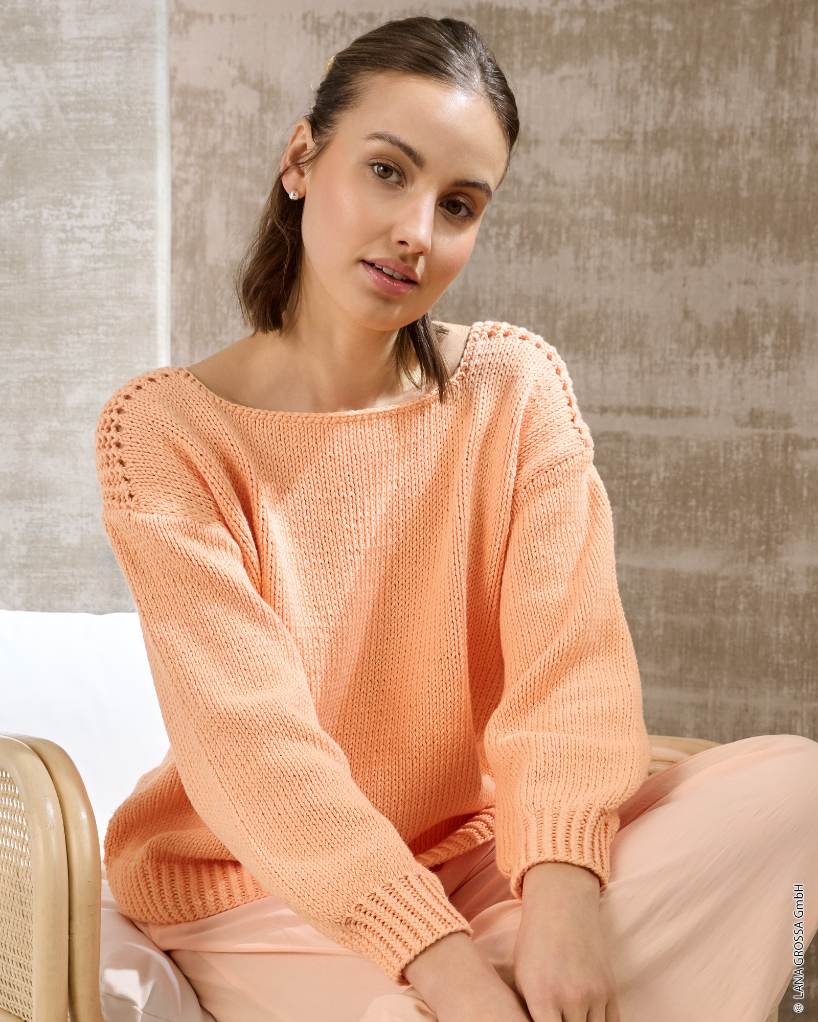 Strickset Pullover Mit Gittermuster Aus Natural Cotton Gots Von Lana Grossa 1 Strickset Pullover Mit Gittermuster Aus Natural Cotton Gots Von Lana Grossa