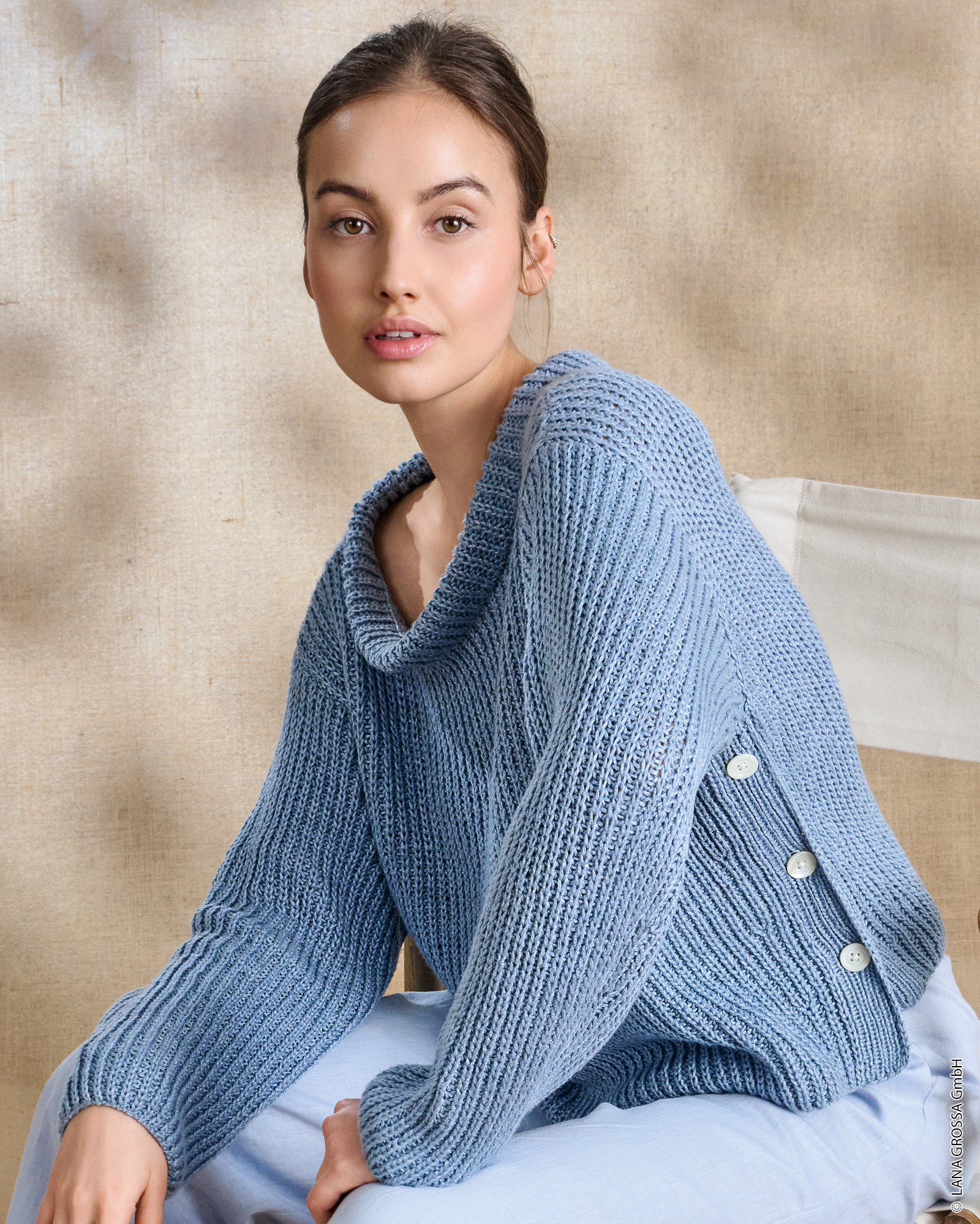 Strickset Pullover Mit Seitenstreifen Aus Linarte Von Lana Grossa 1 Strickset Pullover Mit Seitenstreifen Aus Linarte Von Lana Grossa