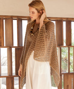 Strickset Häkelponcho Im Flechtmuster Aus Natural Superkid Tweed Von Lana Grossa – Bild 3
