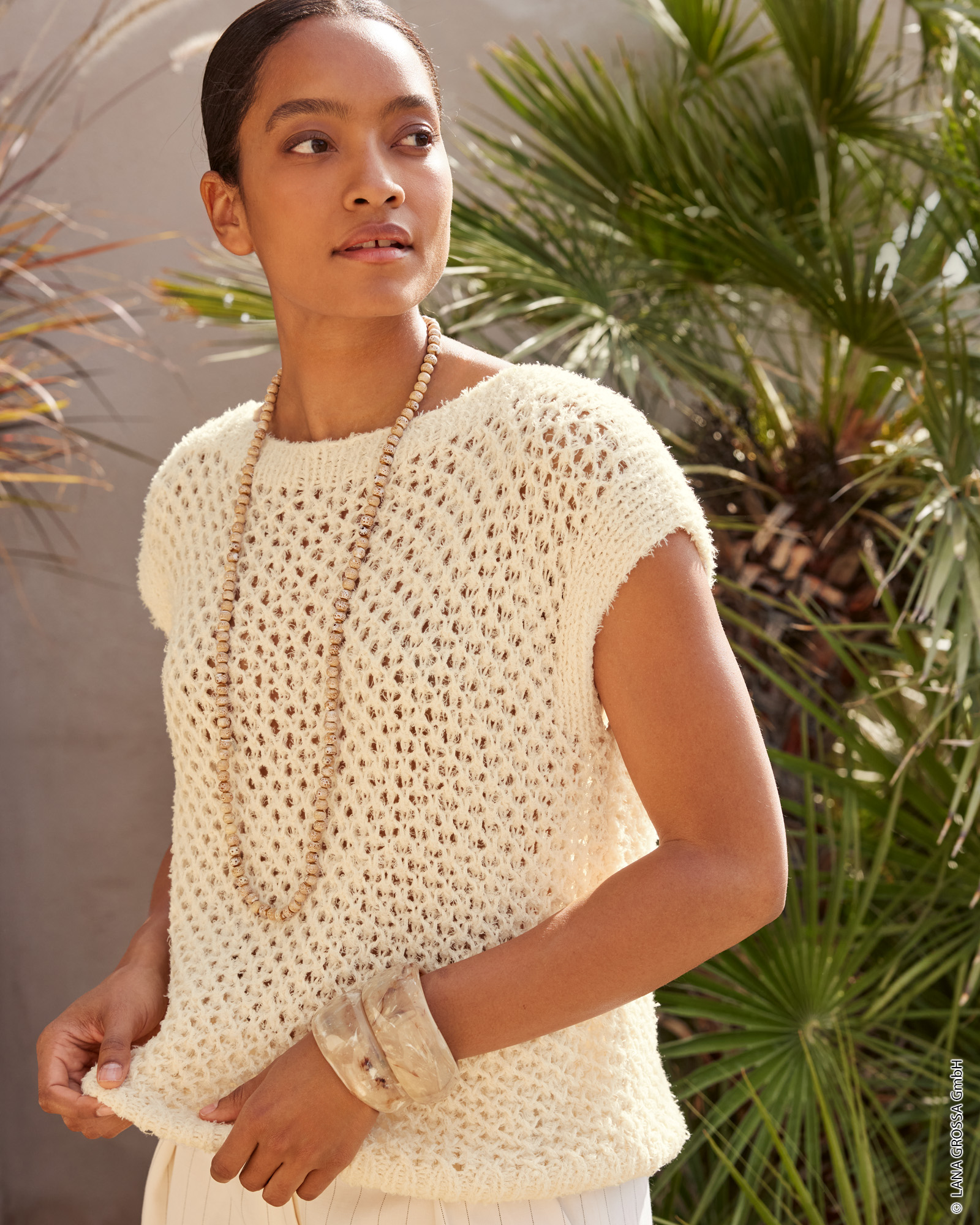 Strickset Shirt Im Gitter-Lochmuster Aus Ella Von Lana Grossa 1 Strickset Shirt Im Gitter-Lochmuster Aus Ella Von Lana Grossa