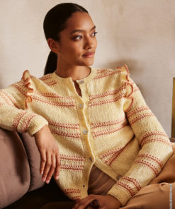 Strickset Cardigan Mit ärmelrüschen aus Tencellino, Filo Pailettes und Ecopuno von Lana Grossa