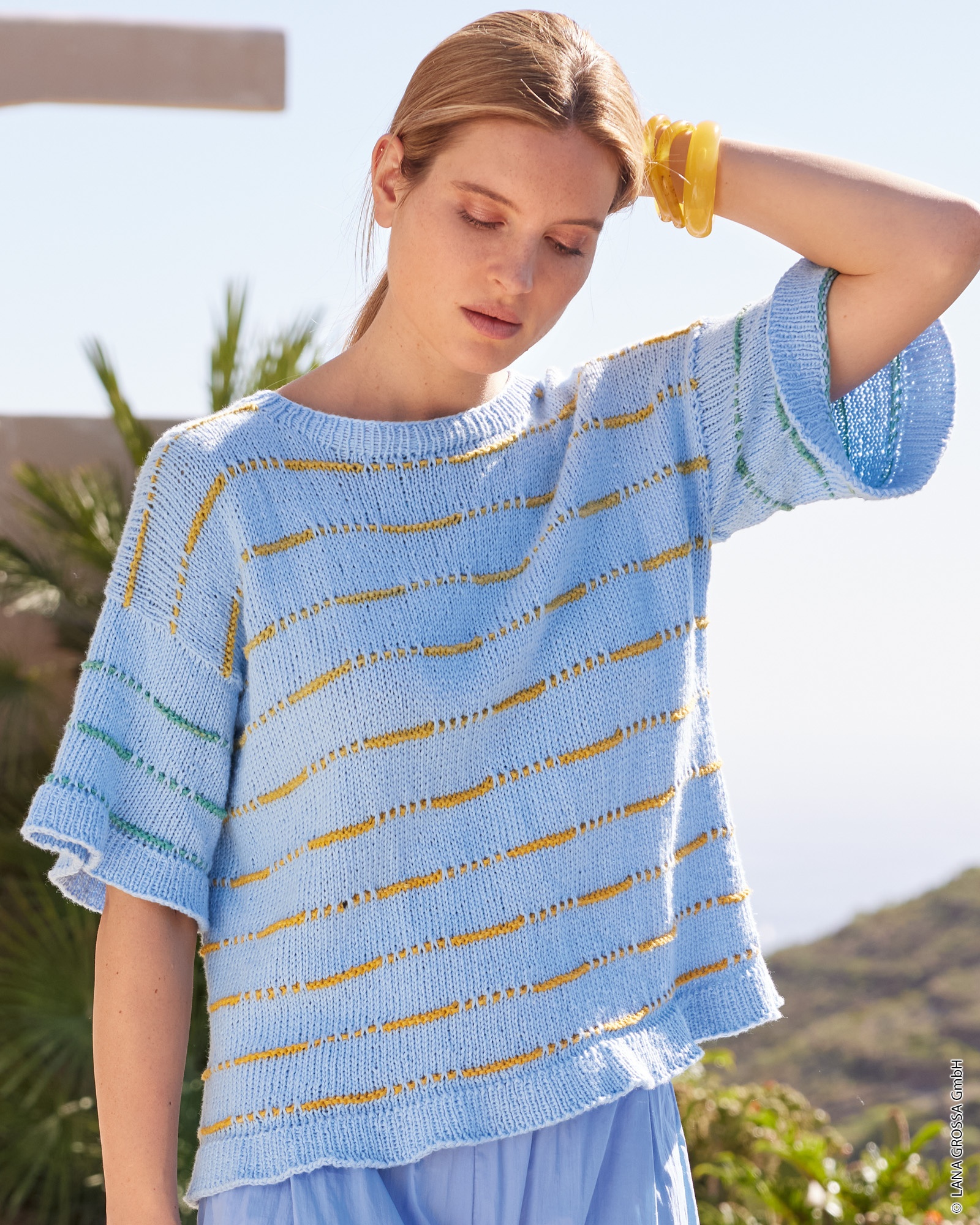 Strickset Top-Down Shirt Aus Cotonella Von Lana Grossa 1 Strickset Top-Down Shirt Aus Cotonella Von Lana Grossa