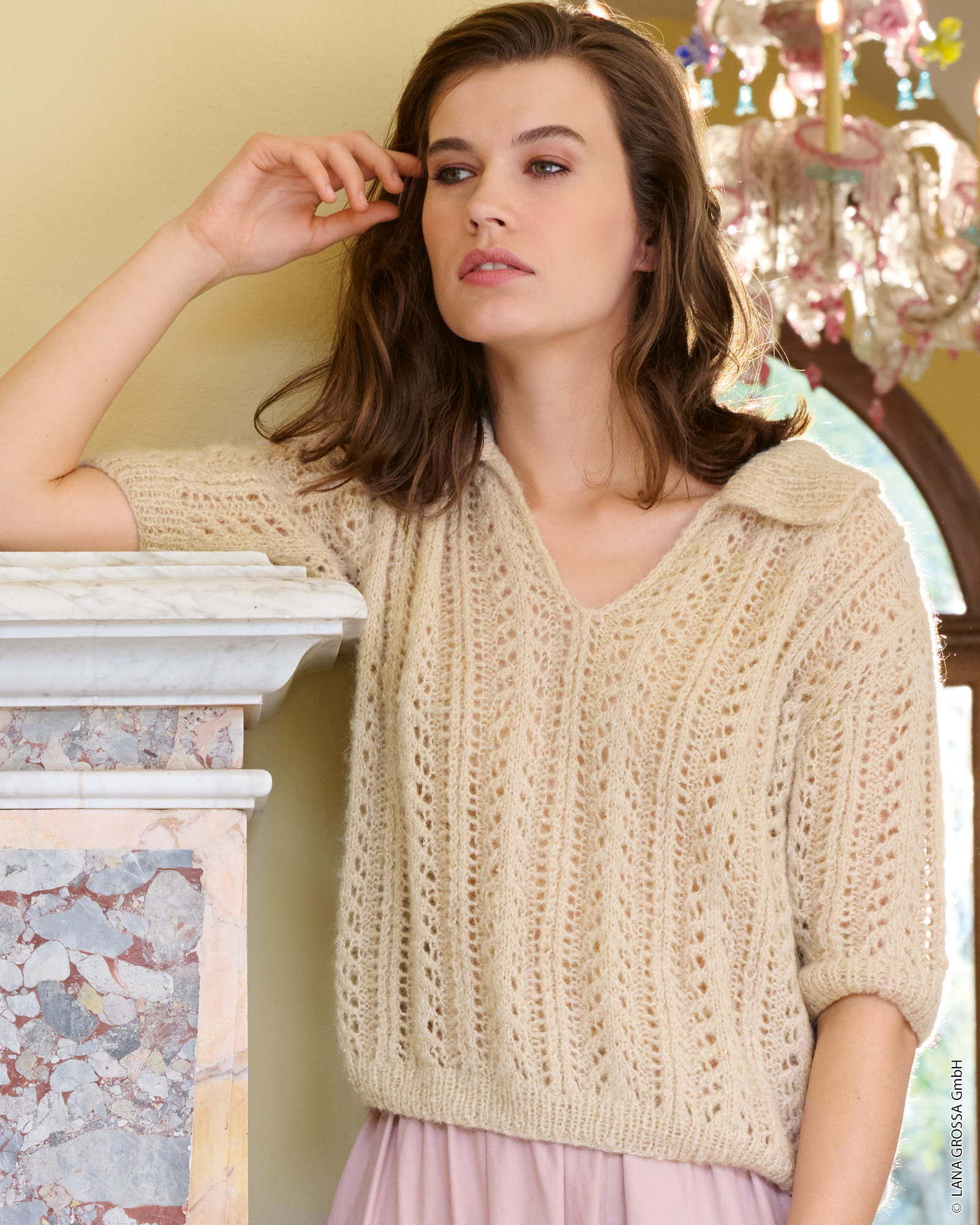 Strickset Poloshirt Aus Setasuri Pearls Von Lana Grossa 1 Strickset Poloshirt Aus Setasuri Pearls Von Lana Grossa