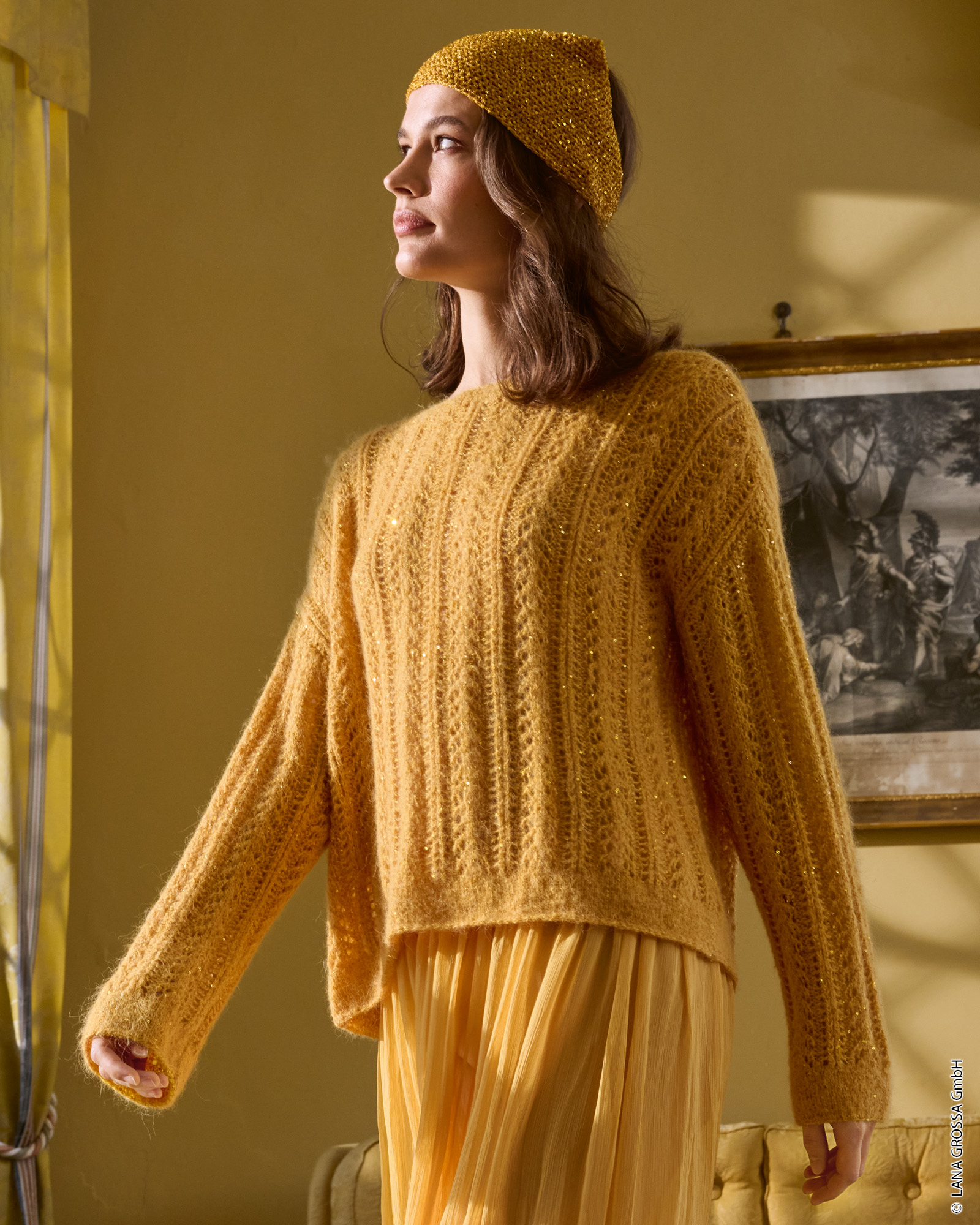 Strickset Pullover Im Lochrippenmuster Aus Setasuri Und Glamour Von Lana Grossa 1 Strickset Pullover Im Lochrippenmuster Aus Setasuri Und Glamour Von Lana Grossa
