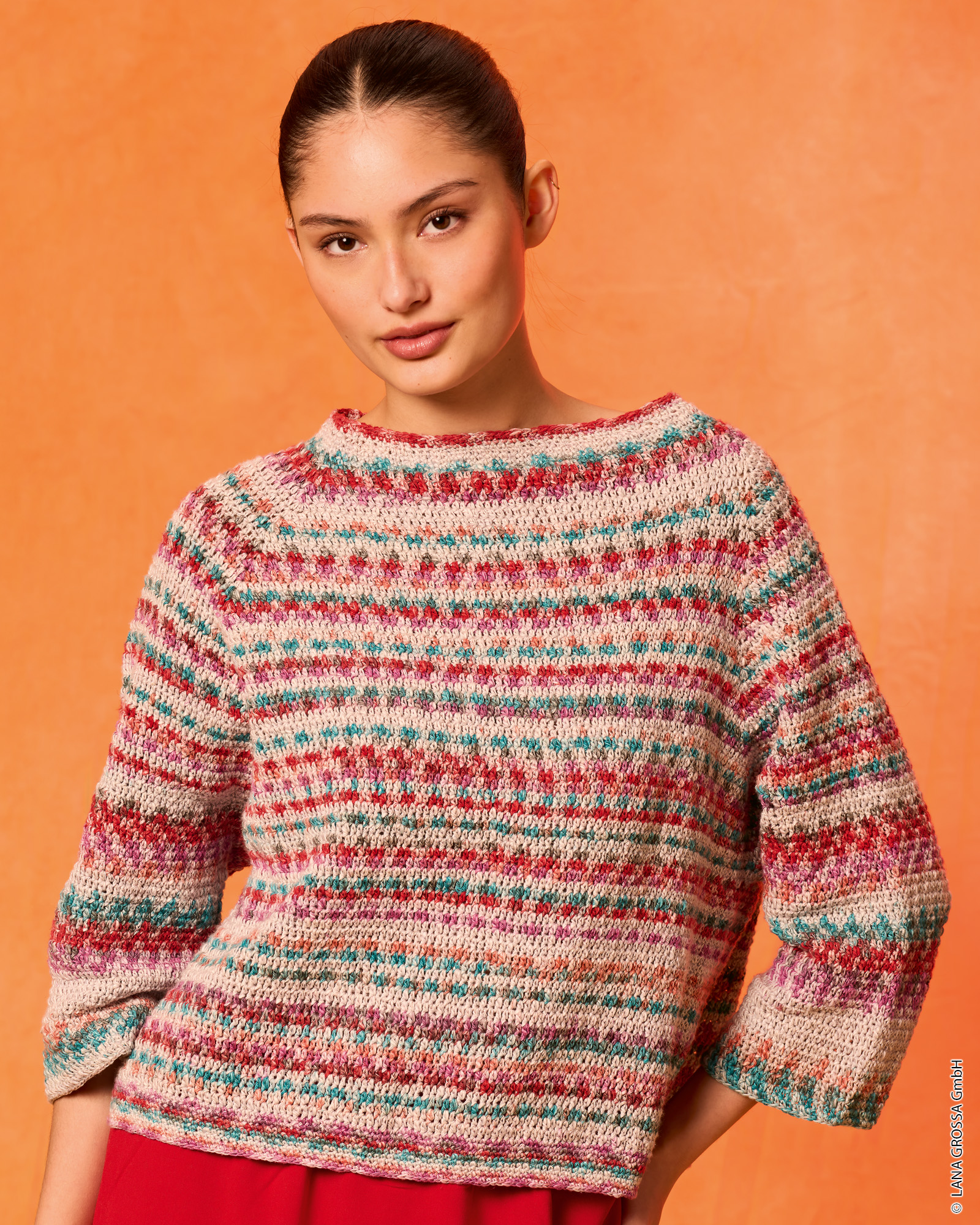 Strickset Häkel-Pullover Top Down Aus Gomitolo California Von Lana Grossa 1 Strickset Häkel-Pullover Top Down Aus Gomitolo California Von Lana Grossa