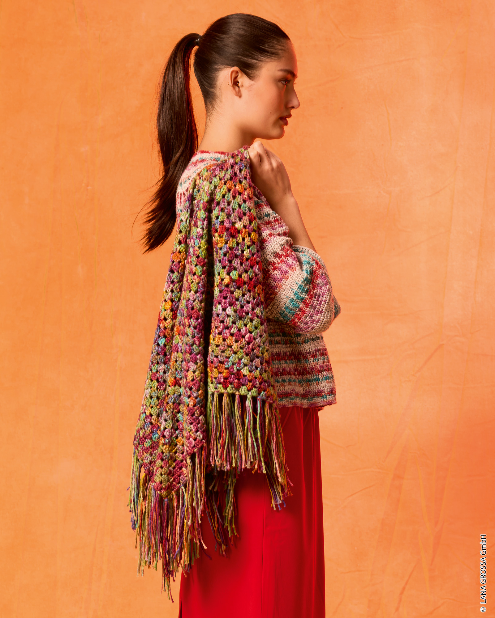 Strickset Häkel-Dreieckstuch Aus Cotonella Multi Von Lana Grossa 1 Strickset Häkel-Dreieckstuch Aus Cotonella Multi Von Lana Grossa