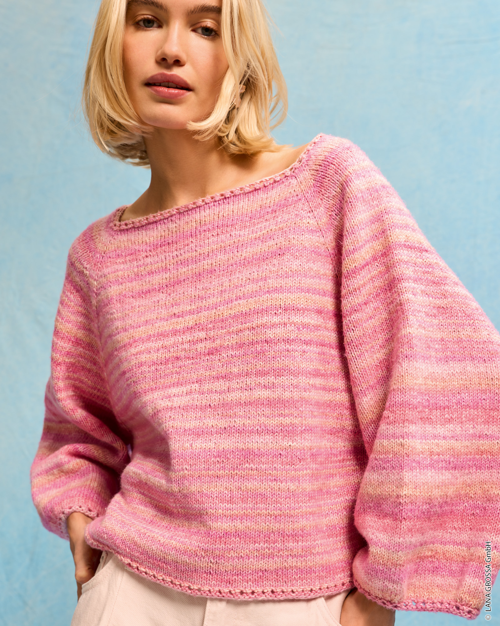 Strickset Top Down Raglan-Pullover Aus Gomitolo Mambo Von Lana Grossa 1 Strickset Top Down Raglan-Pullover Aus Gomitolo Mambo Von Lana Grossa