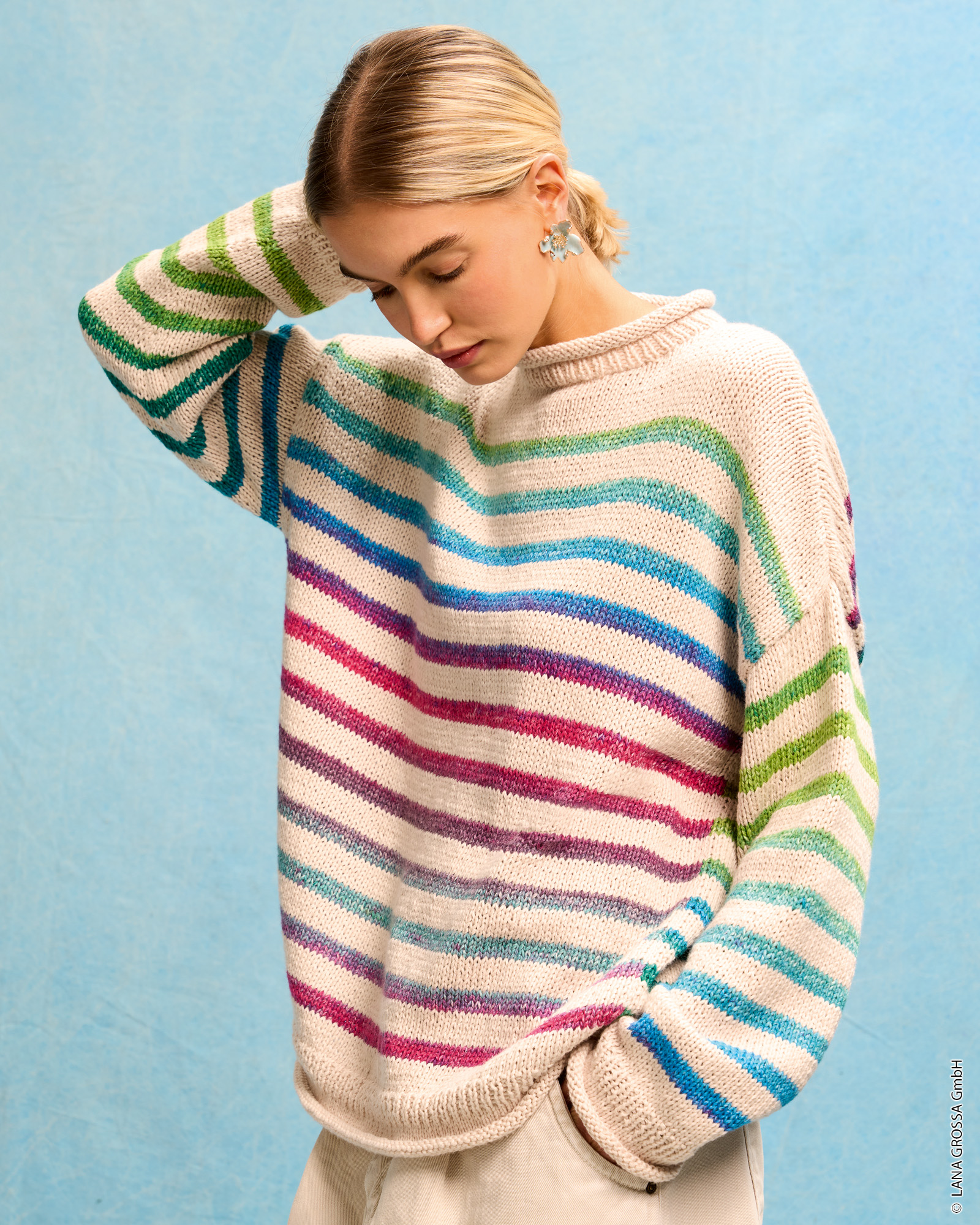 Strickset Streifen-Pullover Aus Cotonella Von Lana Grossa 1 Strickset Streifen-Pullover Aus Cotonella Von Lana Grossa
