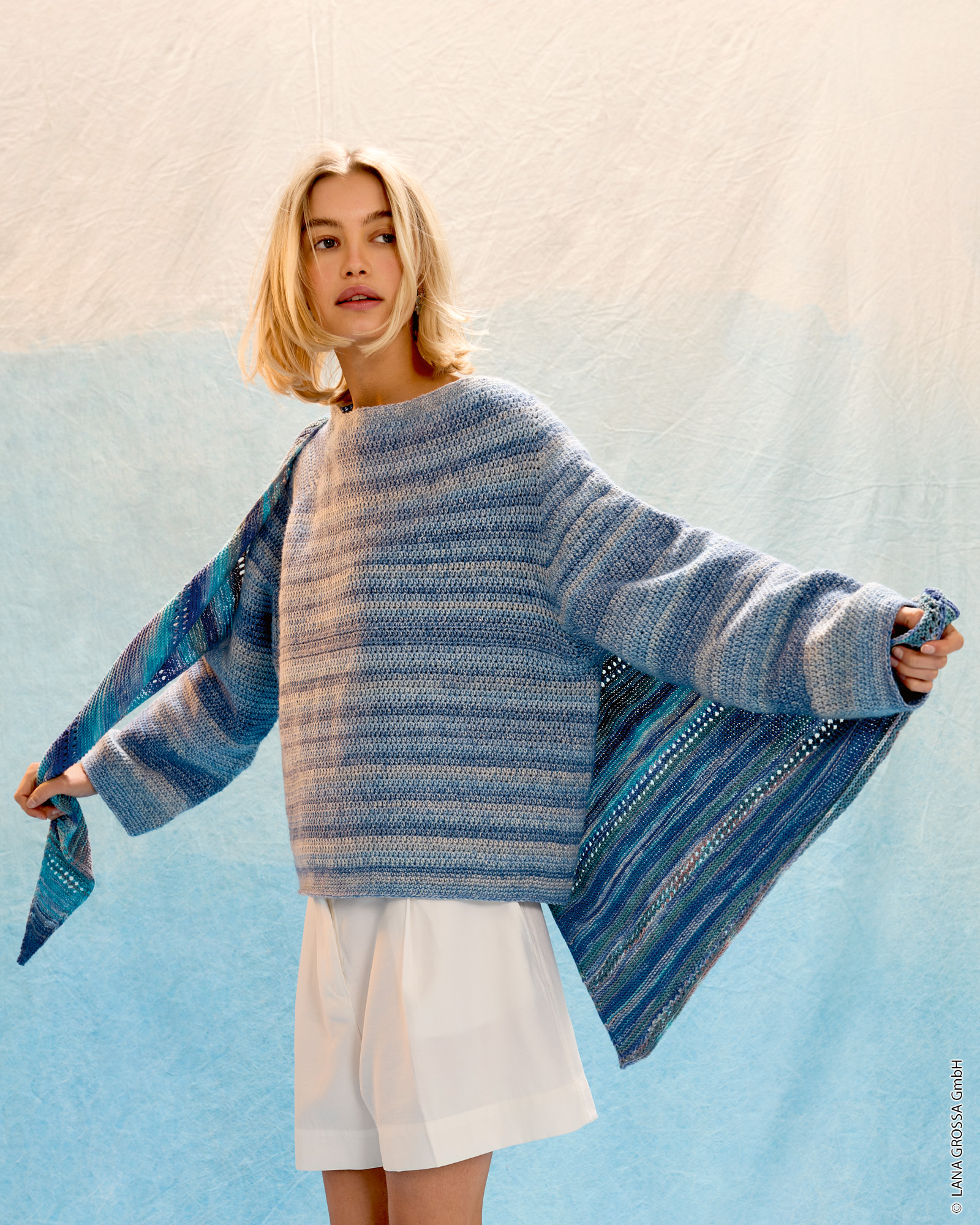 Strickset Häkel-Pullover Top Down Aus Gomitolo Mambo Von Lana Grossa 1 Strickset Häkel-Pullover Top Down Aus Gomitolo Mambo Von Lana Grossa