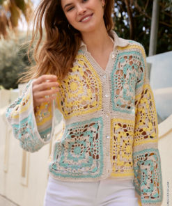 Strickset Jacke In Grossen Quadratischen Motiven aus Cotonella von Lana Grossa