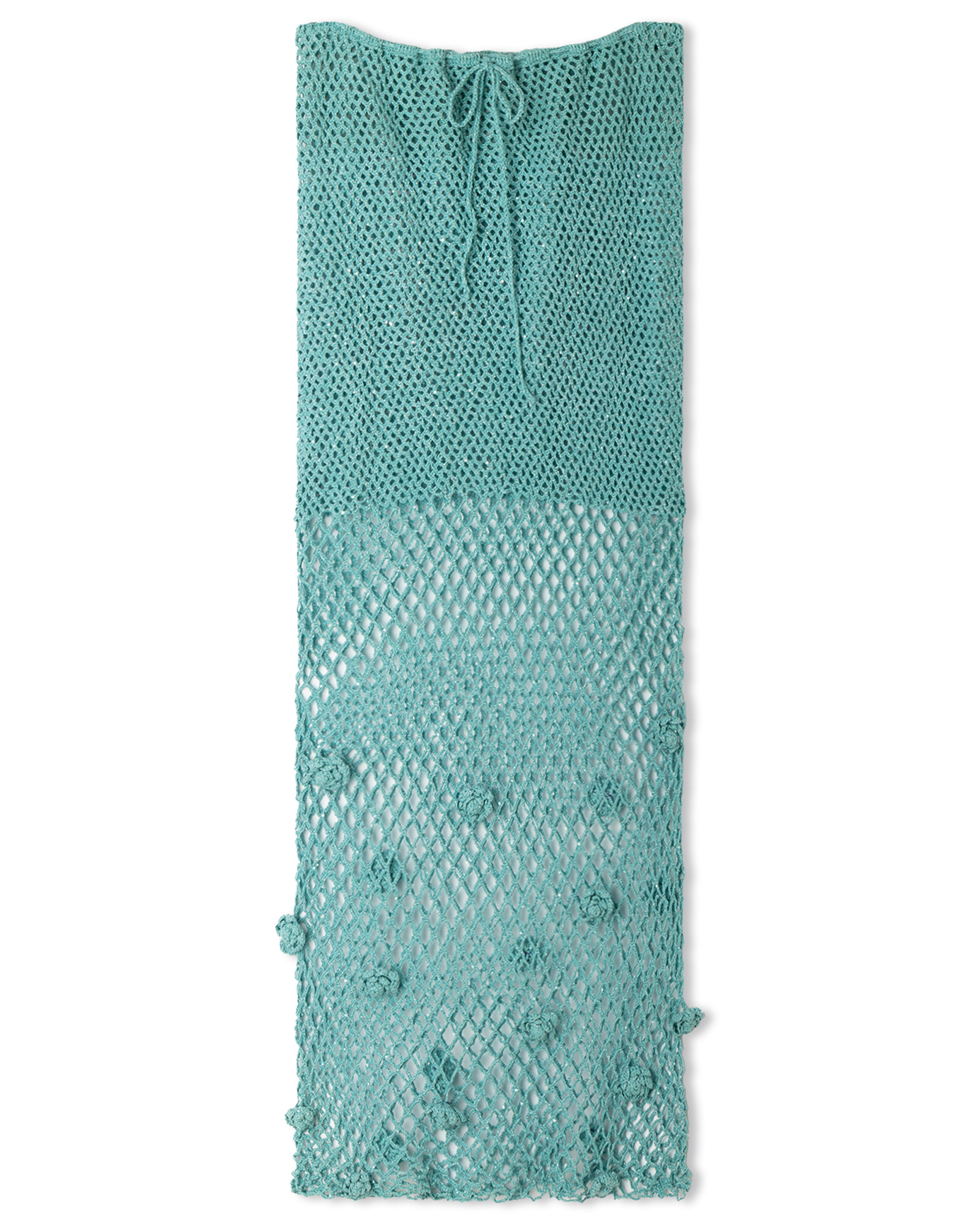 Strickset Rock Im Netzmuster Mit Aufgenähten Blüten Aus Filo Pailettes Von Lana Grossa 2 Strickset Rock Im Netzmuster Mit Aufgenähten Blüten Aus Filo Pailettes Von Lana Grossa – Bild 2