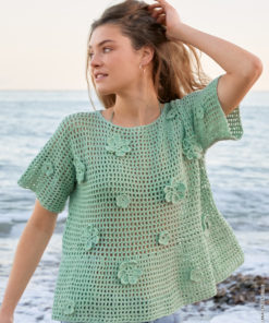 Strickset Shirt Im Filetmuster Mit Blüten aus Cotonella von Lana Grossa