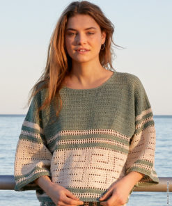 Strickset Shirt In Stäbchen Mit Grafischem Muster In Filethäkelei aus Summer Cashmere von Lana Grossa