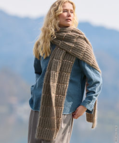 Strickset Schal Mit Relief-stäbchen aus Cool Wool Lace, Silkhair und Cosmo von Lana Grossa