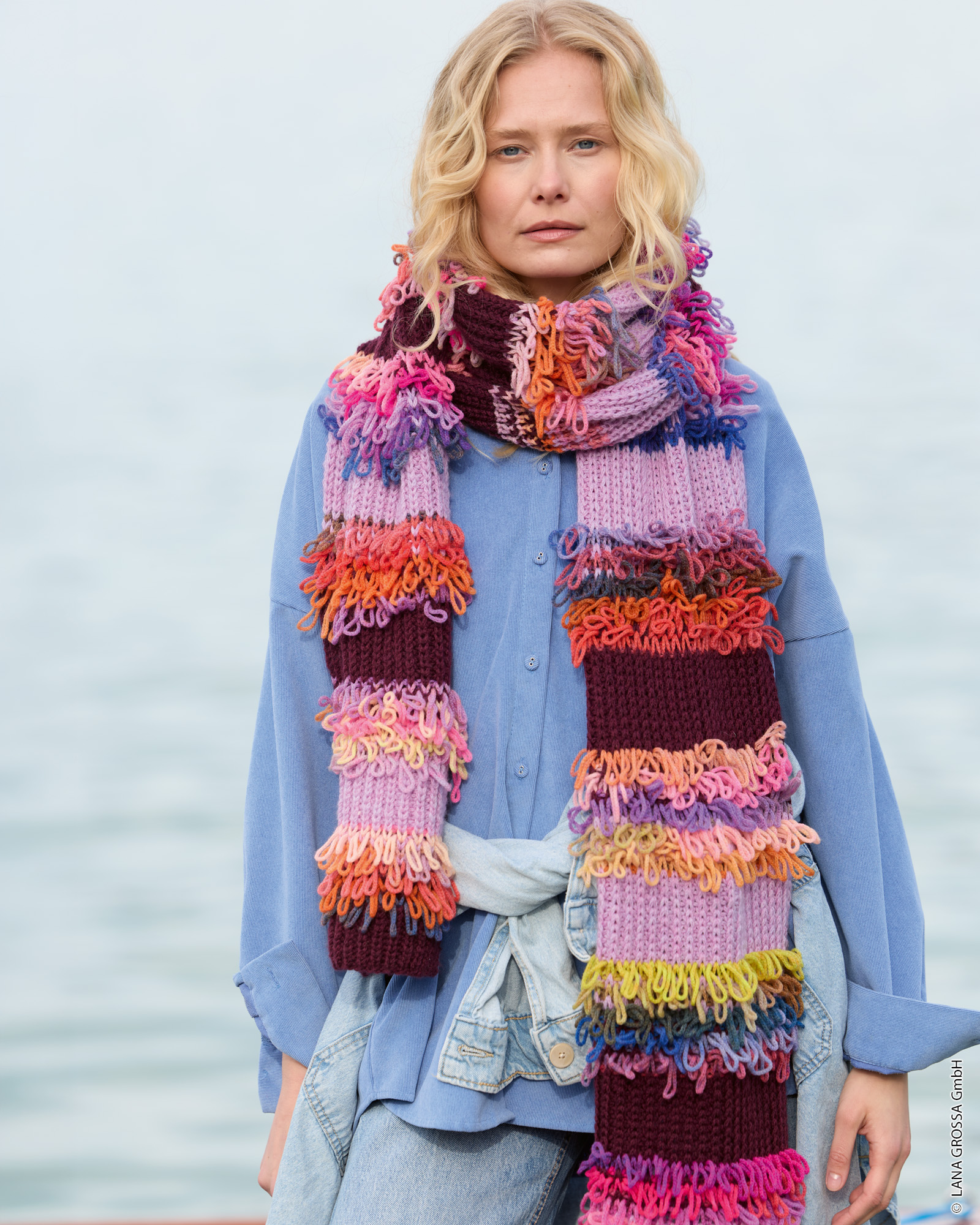 Strickset Schal Im Schlingenmuster Aus Farfalla Und Cool Merino Von Lana Grossa 1 Strickset Schal Im Schlingenmuster Aus Farfalla Und Cool Merino Von Lana Grossa