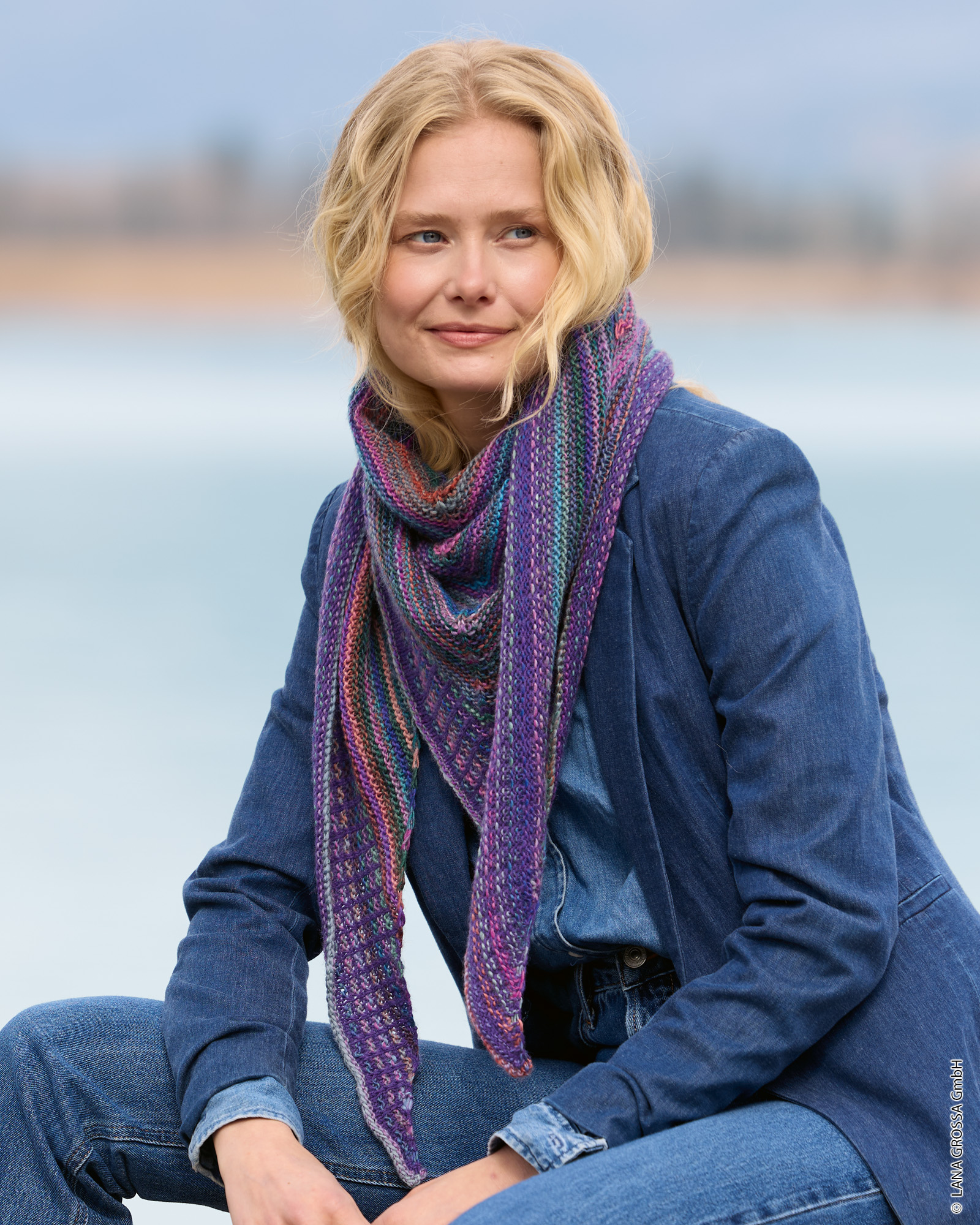 Strickset Dreieckstuch Aus Colorissimo Und Ecopuno Von Lana Grossa 1 Strickset Dreieckstuch Aus Colorissimo Und Ecopuno Von Lana Grossa