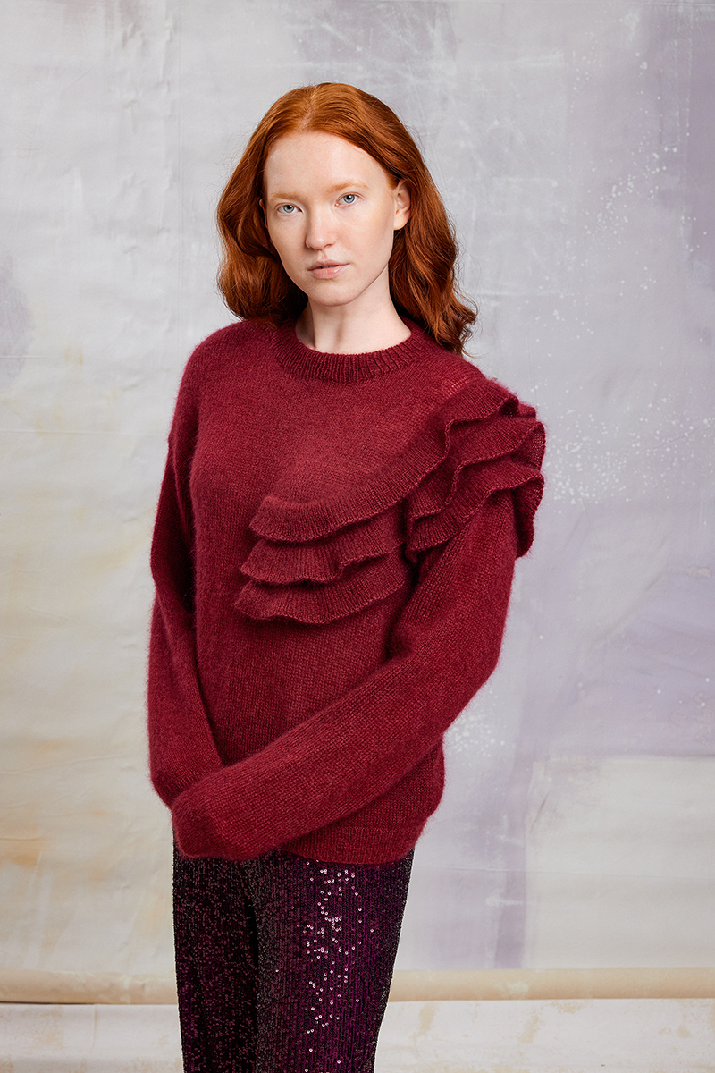 Strickset Pullover Mit Volants Aus Mohair 21 Von Lang Yarns 1 Strickset Pullover Mit Volants Aus Mohair 21 Von Lang Yarns